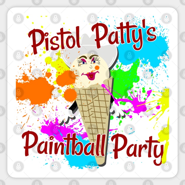 Pistol Patty's Paintball Party Sticker by Xanaduriffic